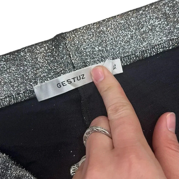 Gestuz Silver Metallic EiraGZ High Waist Flared Leggings XL - Picture 4 of 6